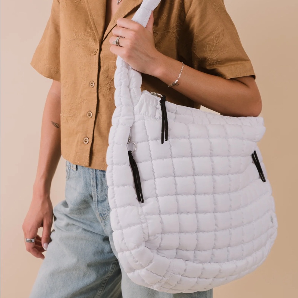 Free people movement FP large quilted bag white